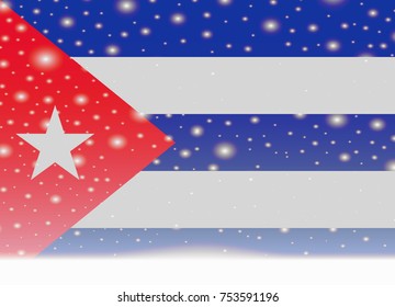 cuba flag on christmas background