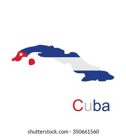 Cuba flag on Cuba map.