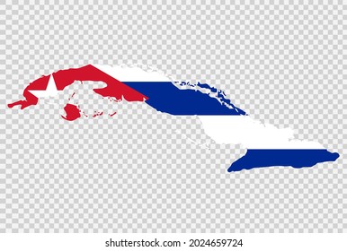 Cuba flag on map isolated  on png or transparent  background,Symbol of Cuba,template for banner,advertising, commercial,vector illustration, top gold medal sport winner country