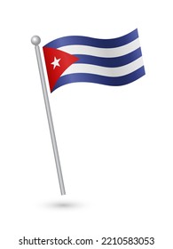 Cuba flag on pole waving in the wind vector illustration