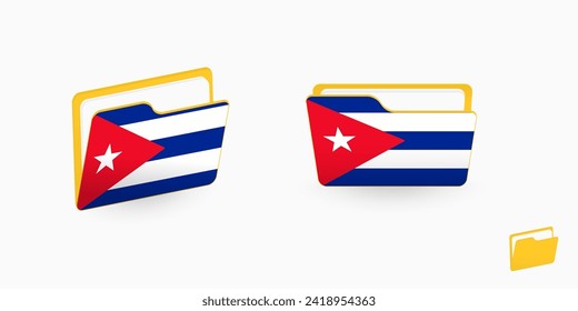 Cuba flag on two type of folder icon. Vector illustration.
