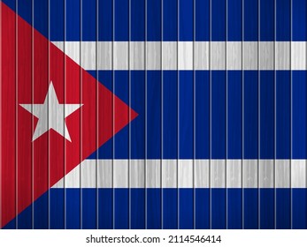 Cuba flag on wooden background. Vector illustration.