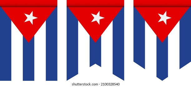 Cuba flag or pennant isolated on white background. Pennant flag icon.