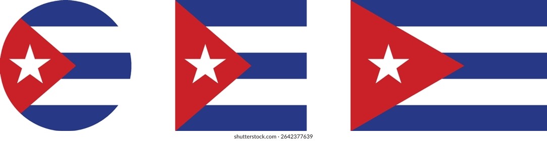 Cuba flag PNG vector. Cuba square and round icon isolated on transparent PNG background. Cuba flag icon.