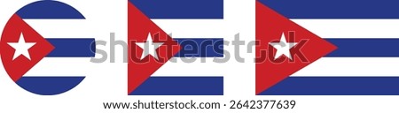 Cuba flag PNG vector. Cuba square and round icon isolated on transparent PNG background. Cuba flag icon.