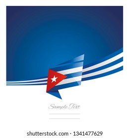 Cuba flag ribbon New abstract origami blue background banner vector