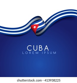 Cuba Flag Ribbon : Vector Illustration