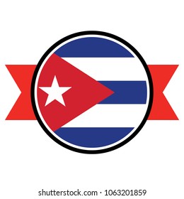 Cuba flag in round button of icon. flag logo of Cuba emblem isolated on white background, Cuba national concept sign, Vector illustration.