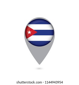 Cuba Flag Round Pin Icon. Vector icon.