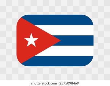 Cuba flag - rounded rectangle colorful flag representing a country cultural identity and heritage. The essence of national pride and unity. Vector flag on transparent background.