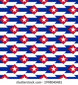 Cuba Flag, Seamless Pattern. Vector Background
