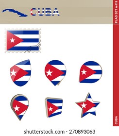 Cuba Flag Set, Flag Set #119. Vector.