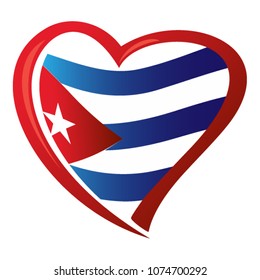 Cuba flag in shape of heart