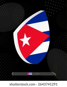 Cuba Flag Shield icon in 3D on Dark Modern Abstract Rugby Background. Perfect for sports events, heritage themes, national celebrations, and patriotic designs.