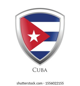 cuba  flag shield logo icon vector