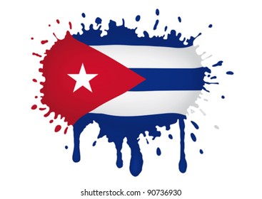 Cuba flag sketch splash icon