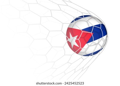 Bandera de Cuba de fútbol en la red. Ilustración deportiva vectorial.