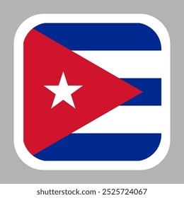 Cuba flag square flat vector with rounded corners and white border, vector illustration