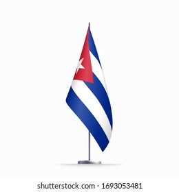 Cuba flag state symbol isolated on background national banner. Greeting card National Independence Day of the republic of Cuba. Illustration banner with realistic state flag of liberty island.