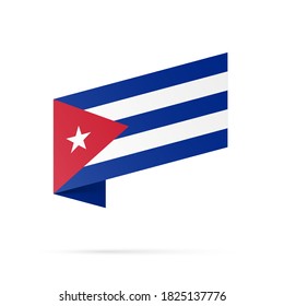 Símbolo de estado de la bandera de Cuba aislado en un estandarte nacional de fondo. Tarjeta de saludo Día Nacional de la Independencia de la República de Cuba. Cartel de ilustración con bandera estatal realista de la isla de la libertad.