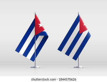 Cuba flag state symbol isolated on background national banner. Greeting card National Independence Day of the republic of Cuba. Illustration banner with realistic state flag of liberty island.