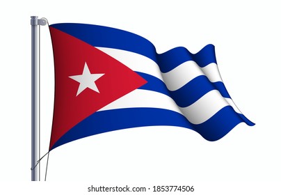 Cuba flag state symbol isolated on background national banner. Greeting card National Independence Day of the republic of Cuba. Illustration banner with realistic state flag of liberty island.
