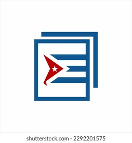 Cuba flag symbol logo design in square box.