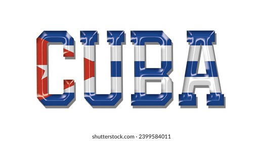 Letra de texto de la bandera CUBA, fondo colorido de la bandera cubana 3D, ilustración vectorial de la bandera cubana