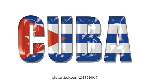 CUBA flag text font, 3D Cuba flag colorful background, Cuba flag vector illustration