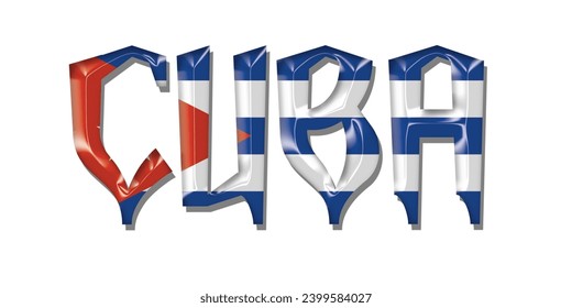 Letra de texto de la bandera CUBA, fondo colorido de la bandera cubana 3D, ilustración vectorial de la bandera cubana