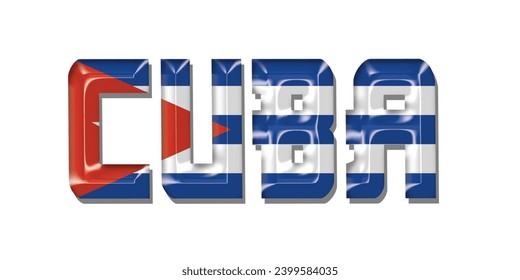 Letra de texto de la bandera CUBA, fondo colorido de la bandera cubana 3D, ilustración vectorial de la bandera cubana