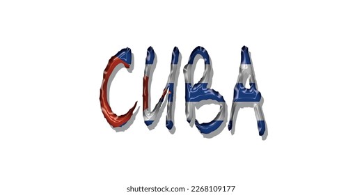 Cuba flag text font, symbol background, flag ribbon typography lettering logo label banner, 3D colorful background, vector illustration