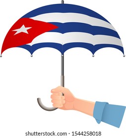 Cuba flag umbrella. Weather symbols. National flag of Cuba vector illustration