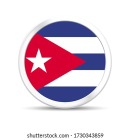 Cuba flag vector in button design. Eps 10 vector illustration.