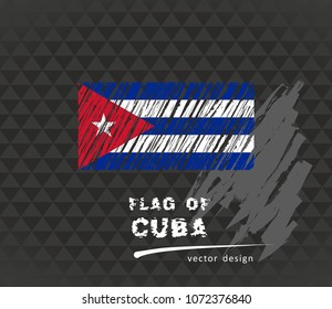 Cuba flag, vector sketch hand drawn illustration on dark grunge background