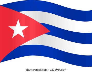 Cuba flag wave isolated on png or transparent background