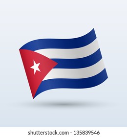 Cuba flag waving form on gray background. Vector illustration.