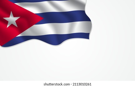 Cuba flag waving illustration with copy space on isolated background design