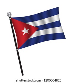 Cuba flag , flag of Cuba waving on flag pole, vector illustration EPS 10.