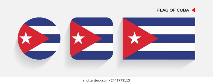 Cuba Flags arranged in round, square and rectangular shapes