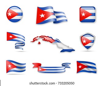 Cuba Flags Collection. Vector illustration.