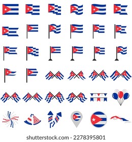 Cuba flags icon set, Cuba independence day icon set vector sign symbol