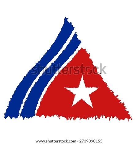 Cuba, flat design, typical colors blue and red
