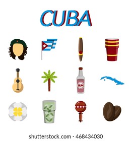 Cuba flat icon set