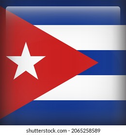 Cuba Glossy 3D Square Country Flag Icon