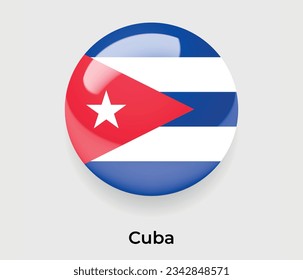 Cuba glossy national flag bubble round shape icon vector illustration glass
