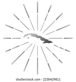 Cuba gradiented sunburst. Map of the country with colorful star rays. Cuba illustration in digital, technology, internet, network style. Vector illustration.