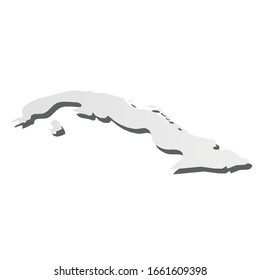 Cuba - grey 3d-like silhouette map of country area with dropped shadow. Simple flat vector illustration.