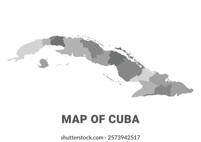 Cuba Greyscale political map simple flat illustration