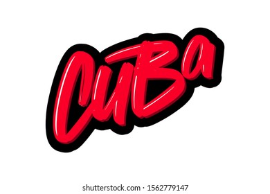 Cuba hand drawn modern brush lettering. Vector illustration logo text for webpage, print and advertising